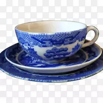 咖啡杯碟陶瓷蓝白色陶器钴蓝杯