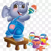 大象派大象动物制作艺术剪贴画水彩画动物