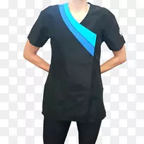 t恤袖肩青绿色制服