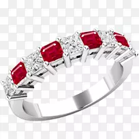 红宝石耳环永恒戒指钻石切割红宝石