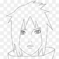 线条艺术/m/02csf绘制Izuna uchiha ear-Madara uchiha绘图