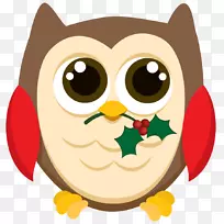 猫头鹰鸟夹艺术圣诞剪贴画-猫头鹰