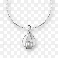 项链，魅力和吊坠，sautoir珠宝链-银丝带