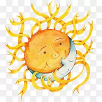动物水果剪贴画-太阳插图