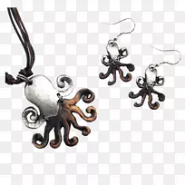 耳环章鱼体珠宝魅力和吊坠.珠宝
