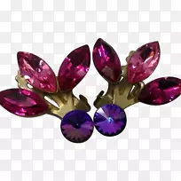 紫水晶耳环洋红红宝石玻璃红宝石