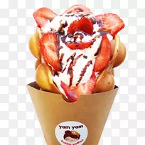 圣代冰淇淋圆锥形冷冻酸奶华夫饼冰淇淋