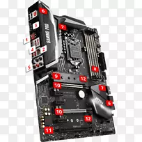 英特尔msi z 370游戏亲碳ac桌面主板lga 1151微星国际-英特尔