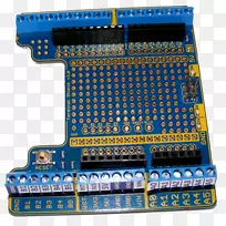 微控制器硬件编程器电子闪存电路原型.Arduino按钮拉出电阻器