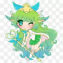 花草仙女绿色剪贴画-仙女