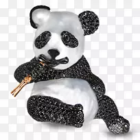 大熊猫钻石胸针碳多珠宝珍珠戒指