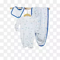 袖子蓝婴儿连衣裙套装-男婴衣服