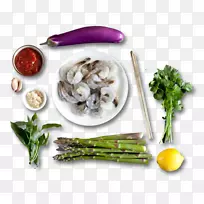 素食料理、对虾鸡尾酒、卡波纳塔蔬菜配方-烤海鲜