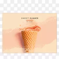 雪糕冰淇淋圆锥体住宅门户夏日-可爱的文本框