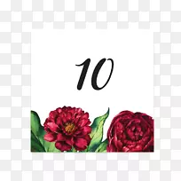 花园玫瑰结婚请柬保存日期表号
