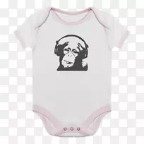 婴儿及幼童单件t恤袖体装连身套装dj猴子