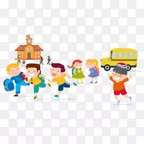剪贴画插图幼儿人类行为乘法-学校时间表