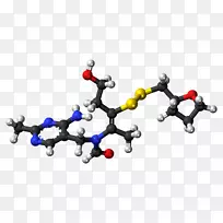 呋喃磺胺分子制药药物蒜硫胺球棒模型-模型