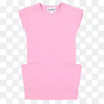 袖t恤粉红m领产品-粉红云