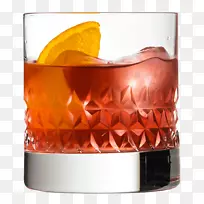 内格罗尼老式玻璃威士忌鸡尾酒-鸡尾酒