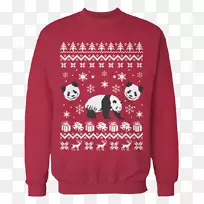 圣诞套头衫圣诞老人毛衣衣服-大熊猫