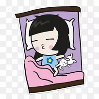 剪贴画Iriomote岛插图猫卡通-睡觉的女人