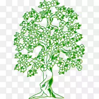 着色书树绘制曼陀罗-绿树剪贴画