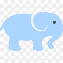 蓝色非洲象印度象剪贴画-大象轮廓