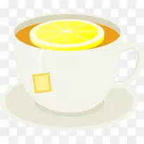 绿茶伯爵茶，咖啡杯，剪贴画.柠檬滴