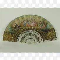 19世纪纸手扇瓦里杰珍珠-古董