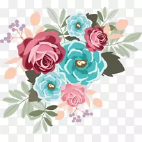 花园玫瑰，花卉设计，插画，花束