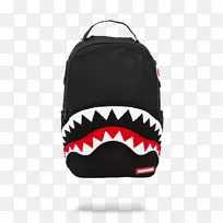 书包鲨鱼帆布袋绳绒织物口袋-背包