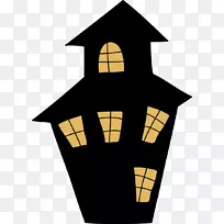 剪贴画闹鬼的房子升降机-皮瓣标签：鬼屋露台-房子