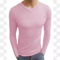 t恤袖粉红领t恤