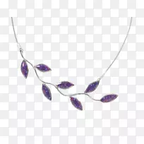 紫水晶项链耳环橄榄叶珠宝项链