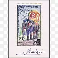 亚洲象纸邮票老挝象变异象