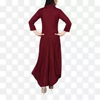 红褐色领短上衣-连衣裙