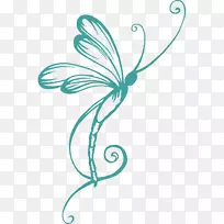 昆虫蜻蜓画纹身剪贴画.个性化彩色背景