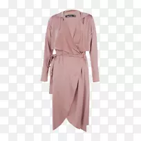 长袍连衣裙袖粉红色m大衣-连衣裙