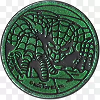 硬币绿色有机体符号图案-硬币