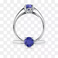 蓝宝石订婚戒指珠宝钻石彩色立体声戒指