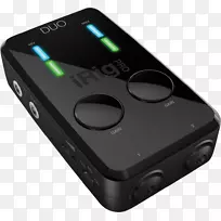 ik多媒体irig pro duo数字音频midi控制器接口.移动接口