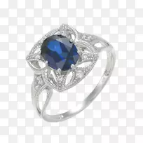 蓝宝石戒指丝状珠宝钻石蓝宝石
