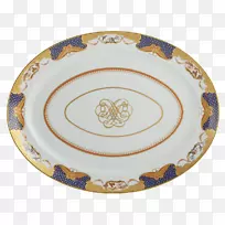 中厚板瓷Mottahedeh&公司盘子餐具.椭圆形板