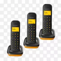 Alcatel移动数字增强无绳通信无绳电话Alcatel d 135双黑DECT id电话。橙色海报