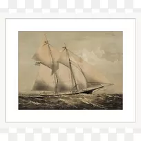 纽约帆船快艇-水彩画帆船