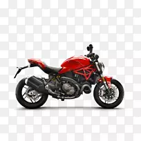 杜卡蒂怪兽摩托赛车场怪物821-红色自行车竞赛海报设计