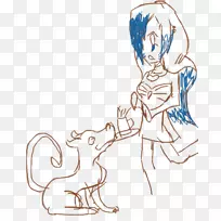 人体线条艺术剪贴画插图.蹼足