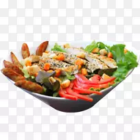 凯撒沙拉菠菜沙拉素食菜肴地中海菜盘子-单页用餐