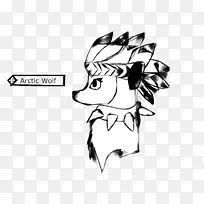 线条艺术剪贴画素描插图卡通-北极狼